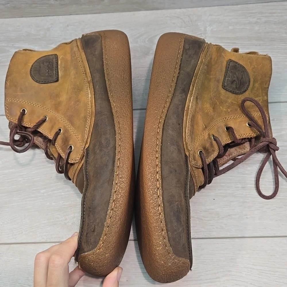 Sorel Mens Hoankle Brown Leather Boots Shoes Sz 12